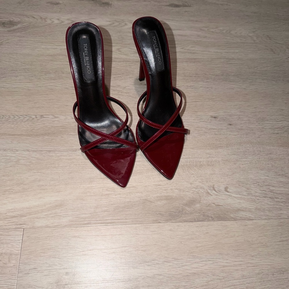 Tony Bianca Dark Red Patent Heels - Picture 3 of 4